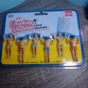 NPW London Drinking Buddies Drink Markers  - Party Beer Cocktail Wine Glass NEW